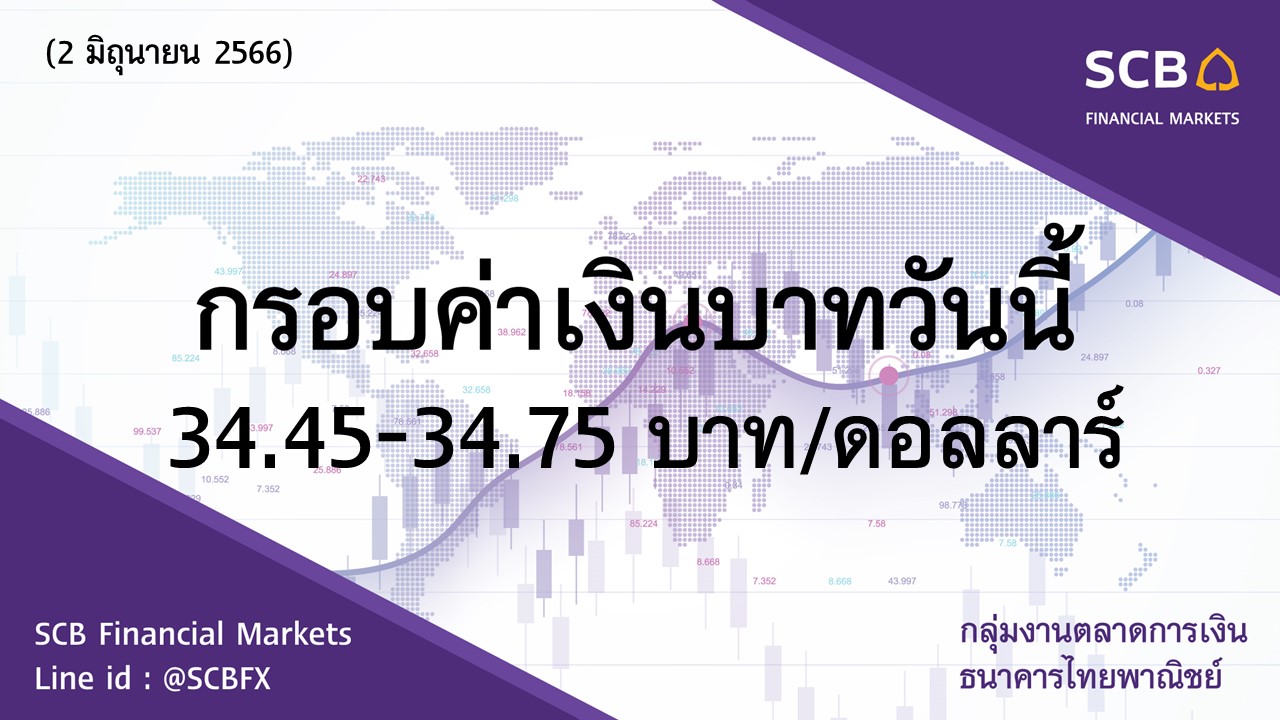 ค่าเงินบาทเคลื่อนไหวกรอบ 34.45-34.75 บาท